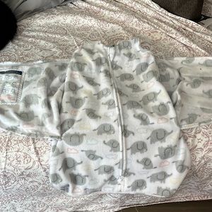 Only worn once, fleece elephants and clouds newborn/infant swaddle